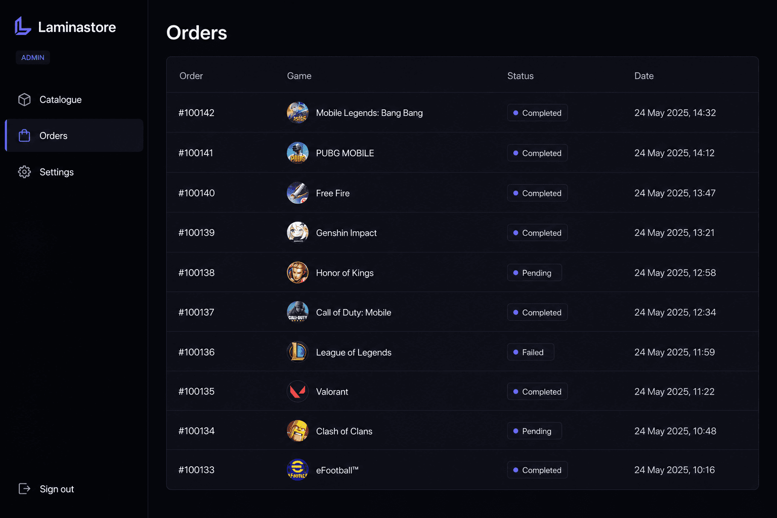 Representative interface still for Laminastore